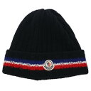 モンクレール MONCLER BERRETTO TRICOT ロゴワッペンウールニット帽(ブラック)【821052】【BS55】【小物】【中古】bb187#r...