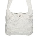 クロムハーツ Chrome Hearts クロスボールボタン編み込みニットショルダーバッグ(ホワイト×シルバー)【721052】【SJ02】【小物】【中古】b...