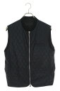 クロムハーツ Chrome Hearts サイズ:S PAPA パパ バッククロスパッチナイロンキルティングベスト(ブラック×シルバー)【821052】【SJ0...