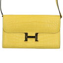 エルメス HERMES コンスタンス トゥーゴー B刻印 G金具アリゲーター財布(イエロー×ゴールド)【821052】【SS13】【小物】【中古】bb132#...