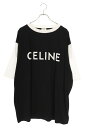 セリーヌ CELINE サイズ:L 2X29C671Q ロゴプリントフリンジコットンジャージーTシャツ(ブラック×ホワイト)【405052】【SS13】【メンズ...