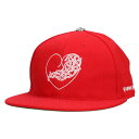 クロムハーツ Chrome Hearts サイズ:7.75 FITTED WOOL ACRYLIC SERGE ハートロゴ刺繍ベースボールキャップ帽子(レッド×...