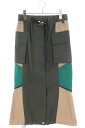サカイ Sacai サイズ:3 21-05796 ハイブリッドカーゴスカート(ベージュ×カーキ)【602052】【BS99】【レディース】【中古】bb187#rinkan*A