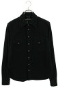 クロムハーツ Chrome Hearts サイズ:S DENIM WESTERN 袖クロスパッチクロスボールボタンデニム長袖シャツ(ブラック×シルバー)【502...