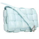 ボッテガヴェネタ BOTTEGA VENETA パデットカセット イントレチャートレザーショルダーバッグ(ライトブルー×シルバー)【802052】【BS55】【小物】【中古】bb326#rinkan*B