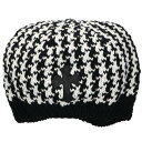 クロムハーツ Chrome Hearts クロスパッチスターボタンカシミアベレーニットキャップ(ホワイト×ブラック)【702052】【NO05】【小物】【中古...