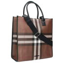 バーバリー Burberry VERTICAL DENNY TOTE 80491171 ノヴァチェックレザー2WAYトートバッグ(ブラウン調)【103052】...
