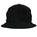 クロムハーツ Chrome Hearts SLOW BURN スターボタンスエードレザー帽子(ブラック×シルバー)【412052】【SS07】【小物】【中古】...
