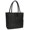 クロムハーツ Chrome Hearts FS TOTE FSトート CHクロス装飾クロスパッチ付きデストロイレザートートバッグ(ブラック×シルバー)【612...