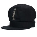 クロムハーツ Chrome Hearts サイズ:S ファンシークロスボタンコットンキャスケットキャップ(ブラック×シルバー)【512052】【OS06】【小物】【中古】bb17#rinkan*B
