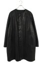 プラダ PRADA サイズ:54 23SS UPS600 S231 12NF ノーカラーレザーコート(ブラック)【912052】【SB01】【メンズ】【中古】b...