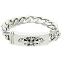 クロムハーツ Chrome Hearts サイズ:13LINK ID FLORAL CRS フローラルクロスIDクラシック シルバーブレスレット(シルバー 128.26g)【013052】【OM10】【小物】【中古】bb92#rinkan*B