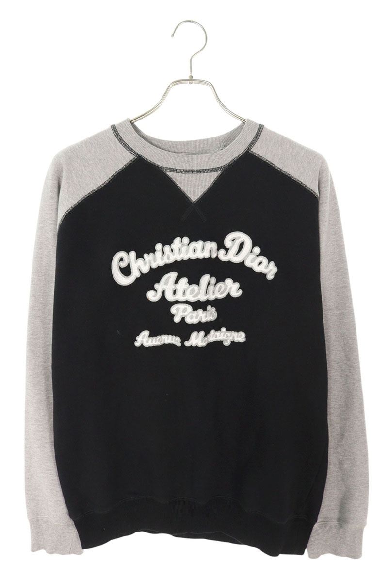 ディオール DIOR　サイズ:M 213J681A0531 アトリエ刺繍デザインスウェット(ネイビー×グレー)【122052】【SB01】【メンズ】【中古】bb334#rinkan*B(4)
