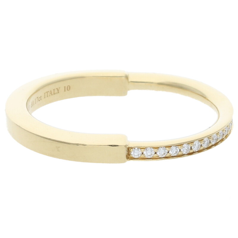 ティファニー TIFFANY&Co.　サイズ:21号 72343964 ティファニーロック 18KYGハーフダイヤリング(イエローゴールド×クリア 5.34g)【103052】【SB01】【小物】【中古】bb411#rinkan*Bのサムネイル