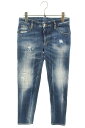 ディースクエアード DSQUARED2 サイズ:34 S75LB0162 ペインタースキニーデニムパンツ(ブルー)【622052】【BS99】【レディース】【中古】bb132#rinkan*B