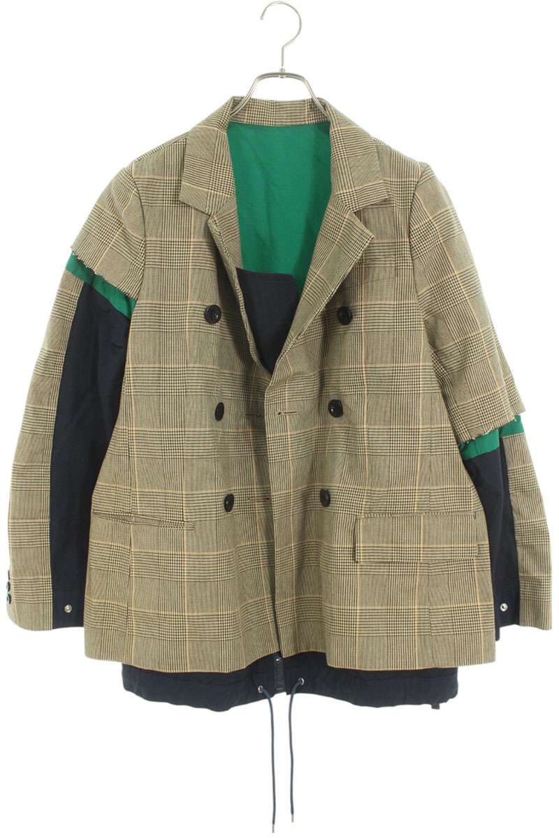 ほぼ未使用】sacai クロップドジャケット ベージュ/ネイビー ほぼ未使用】sacai クロップドジャケット ベージュ/ネイビー
