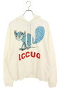 グッチ GUCCI サイズ:M 646953 XJDJR アニマルICCUGロゴプリントパーカー(ホワイト)【303052】【OM10】【メンズ】【中古】bb3...