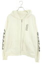 クロムハーツ Chrome Hearts サイズ:M SWTSHRT HD ZIP 袖ロゴプリントジップアップパーカー(ホワイト×シルバー)【403052】【SS13】【メンズ】【中古】bb310#rinkan*B