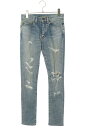 サンローランパリ SAINT LAURENT PARIS サイズ:25インチ 396697 Y419I デストロイスキニーデニムパンツ(ブルー)【803052】【BS99】【レディース】【中古】bb212#rinkan*B