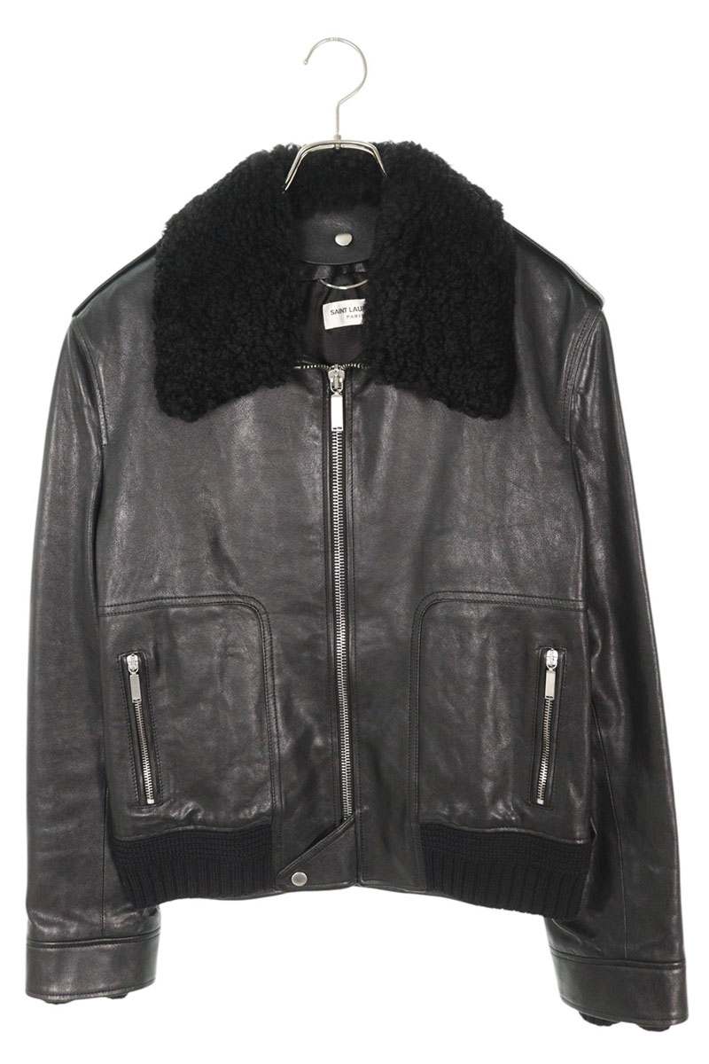 サンローランパリ SAINT LAURENT PARIS サイズ:52 484339 Y5LM1 シングルレザージャケット(ブラック)【503052】【SB01】【メンズ】【中古】bb21#rinkan*B