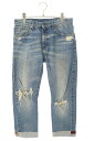 グッチ GUCCI サイズ:32インチ 17AW 475277 XR602 ダメージ加工 クロップドデニムパンツ(インディゴ)【903052】【BS99】【メンズ】【中古】bb384#rinkan*B