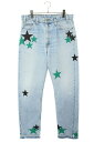 クロムハーツ Chrome Hearts サイズ:32インチ U VNTG JEAN BLU ORNG TAB スターパッチ付きウォッシュドデニムパンツ(インデ...