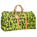 ルイヴィトン LOUISVUITTON サイズ:50 M93700 キーポル50 グラフィティヴェールボストンバッグ(グリーン×ブラウン)【603052】【SB...