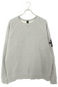 クロムハーツ Chrome Hearts サイズ:L Y NOT クロスパッチ付きレザー切り替えクルーネックスウェット(グレー×シルバー)【703052】【OS...