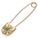 クロムハーツ Chrome Hearts 22K SAFETY PIN S 1 EMRLD 22Kスモールセーフティピン 1エメラルド ゴールドネックレストップ(イエローゴールド×グリーン 3.11g)【213052】【SJ02】【小物】【中古】bb17#rinkan*B(4)