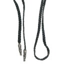 クロムハーツ Chrome Hearts LEATHER BRAID スクロールレザーブレード シルバーネックレス(ブラック×シルバー 総重量9.97g)【913052】【GZ11】【小物】【中古】bb376#rinkan*B(4)