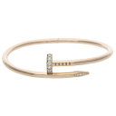 カルティエ Cartier サイズ:17 新型 JUSTE UN CLOU BRACELET DIA K18PG ジュストアンクル ハーフダイヤブレスレット(ピ...