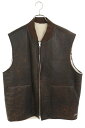 ステューシー STUSSY サイズ:XL REVERSIBLE SHEARLING WORKGEAR VEST リバーシブルラムレザーベスト(ブラック調×ホワイ...