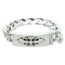クロムハーツ Chrome Hearts サイズ:13LINK ID FLORAL CRS フローラルクロスIDクラシック シルバーブレスレット(シルバー 121.04g)【323052】【SS07】【小物】【中古】bb170#rinkan*B