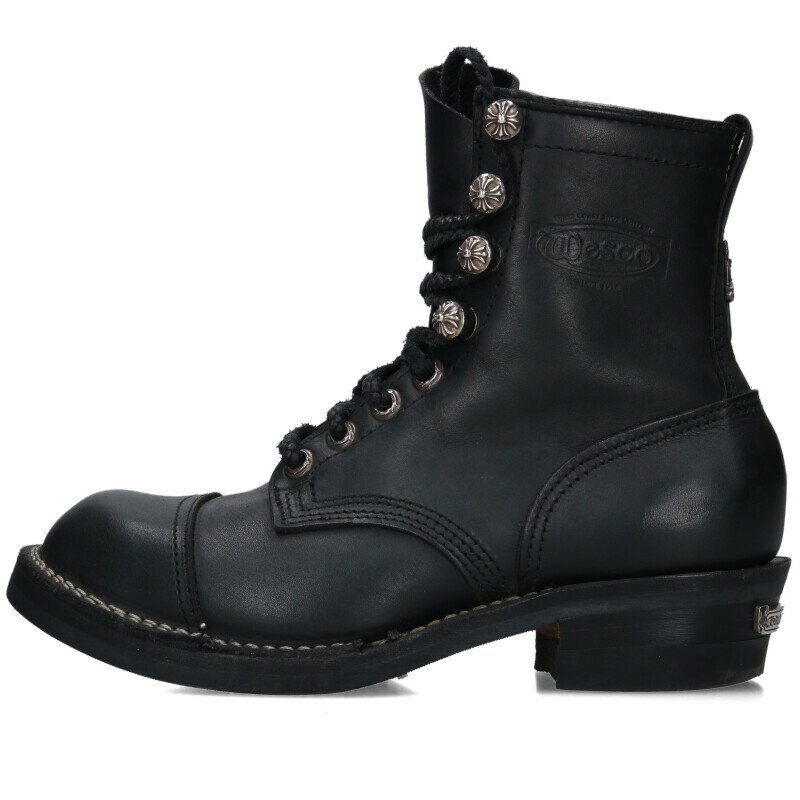 クロムハーツ Chrome Hearts サイズ:7.5E JOBMASTER ジョブマスター レザーブレードレースアップレザーブーツ(ブラック×シルバー)【9...