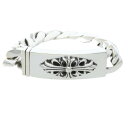 クロムハーツ Chrome Hearts サイズ:11LINK ID FLORAL CRS フローラルクロスIDクラシック シルバーブレスレット(シルバー 100.31g)【523052】【NO05】【小物】【中古】bb419#rinkan*B