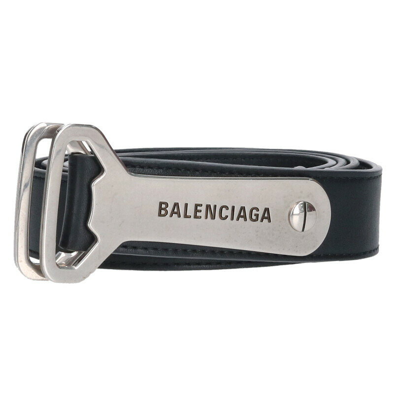 バレンシアガ BALENCIAGA 741613 ボトルオープナーレザーベルト(ブラック×シルバー)【423052】【BS99】【小物】【中古】bb132#rinkan*B