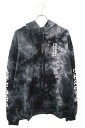 クロムハーツ Chrome Hearts サイズ:XL SWTSHRT PLVR タイダイ柄バックホースシュープリントプルオーバーパーカー(ブラック調×ホワイト...