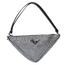 プラダ PRADA 1NQ044 ストーン装飾プレート付きハンドバッグ(クリア×ブラック)【723052】【BS99】【小物】【中古】bb132#rinkan...