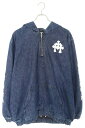 クロムハーツ Chrome Hearts サイズ:L RUCKUS クロスパッチ付きハーフジップデニムアノラックパーカー(インディゴ×ホワイト×シルバー)【32...