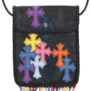 クロムハーツ Chrome Hearts BAG-FLAT HIPPIE w FRINGE ヒッピー マルチカラーレザーパッチフリンジ装飾レザーショルダーバッ...