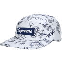 シュプリーム SUPREME 25SS Floral Jacquard Camp Cap フローラルジャガードキャンプキャップ帽子(ホワイト×ネイビー)【72...