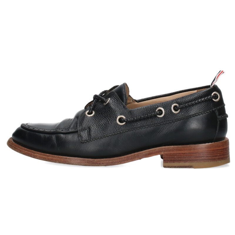 トムブラウン THOM BROWNE　サイズ:7 メダリオンモカシンデッキシューズ(ブラック)【923052】【BS99】【メンズ】【小物】【中古】bb33#rinkan*B(4)