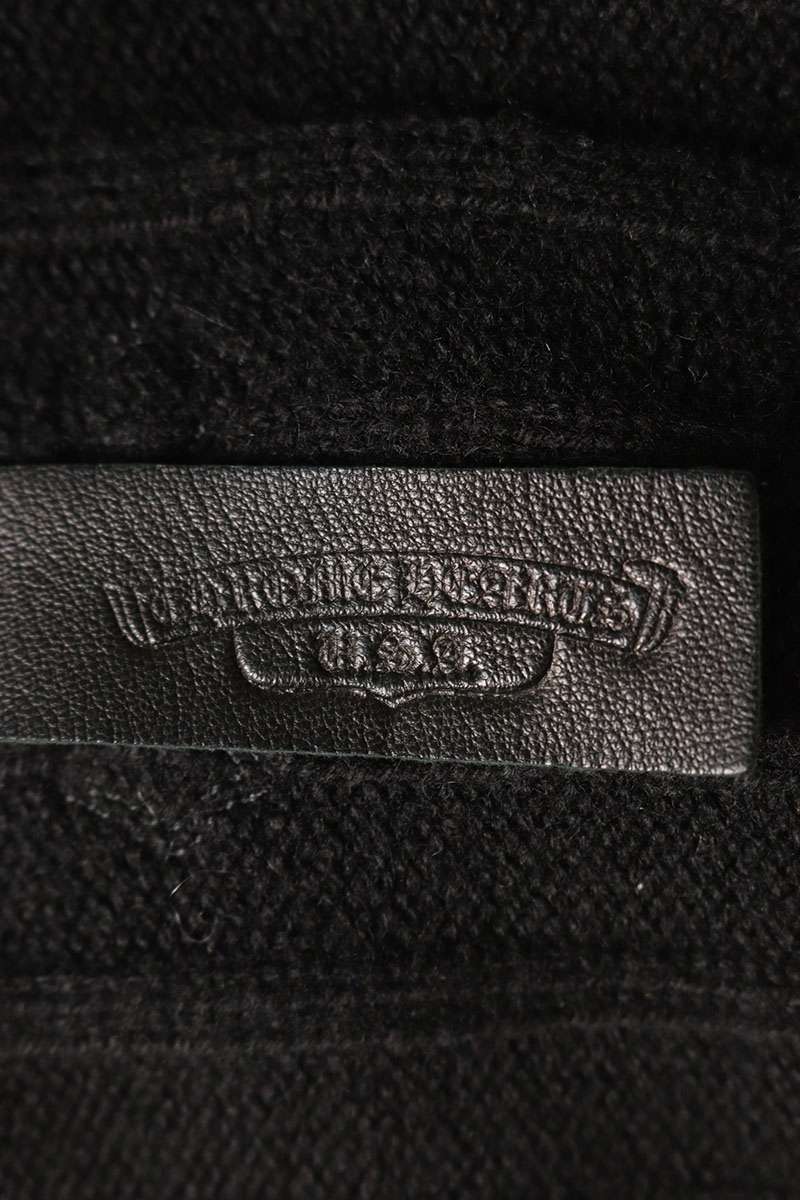 クロムハーツ Chrome Hearts　サイズ:M サイドダガージップクロスパッチ付きタートルニット(ブラック×シルバー)【210152】【OS06】【メンズ】【中古】bb415#rinkan*B