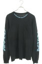 クロムハーツ Chrome Hearts サイズ:M CH L S 1 ネックロゴプリント長袖カットソー(ブラック×ブルー)【523052】【SS07】【メンズ】【中古】bb415#rinkan*B