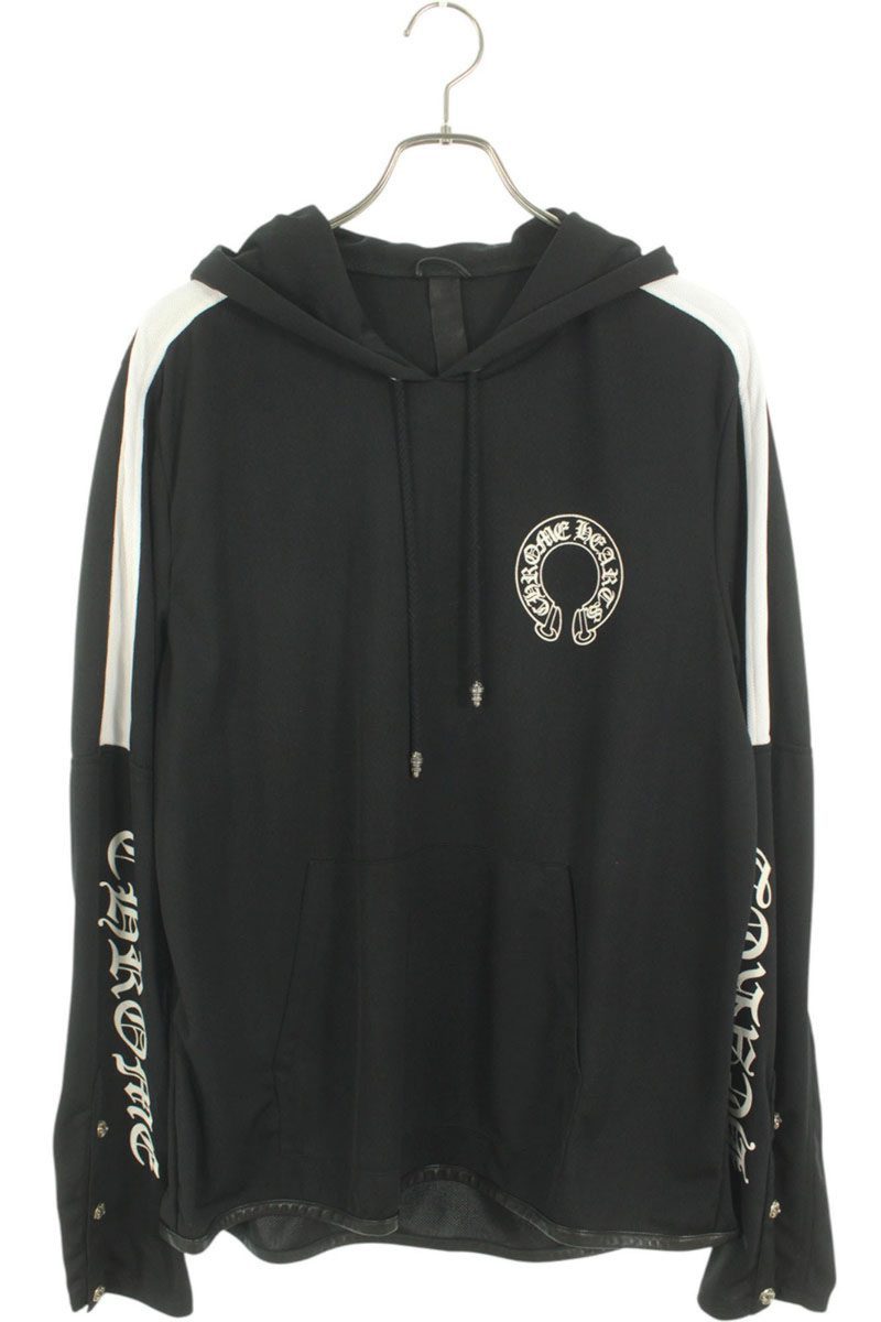 クロムハーツ Chrome Hearts　サイズ:L TRACK HOODIE レザー切り替えトラックパーカー(ブラック×ホワイト)【209052】【SS07】【メンズ】【中古】bb415#rinkan*B(4)