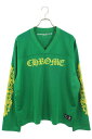 クロムハーツ Chrome Hearts サイズ:L MESH WARM UP JERSEY CHプリントメッシュ長袖カットソー(グリーン)【623052】【S...