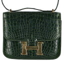 エルメス HERMES コンスタンス 〇U刻印 G金具ニロティカスマットショルダーバッグ(グリーン×ゴールド)【623052】【GZ11】【小物】【中古】bb...
