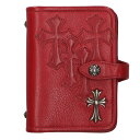 クロムハーツ Chrome Hearts AGENDA FRNT4CEMECROSS アジェンダ セメタリークロスパッチクロスボールボタン手帳カバー(レッド×...