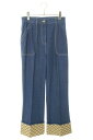 グッチ GUCCI サイズ:26インチ 23SS 721923 XDB56 GGカフフレアデニムパンツ(インディゴ×ベージュ)【723052】【BS99】【レデ...