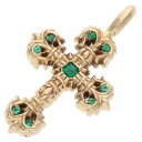クロムハーツ Chrome Hearts 22K CHARM FILIGREE TINY P EMERALD タイニーフィリグリー PAVEエメラルド ゴールドネックレストップ(イエローゴールド×グリーン 8.32g)【723052】【SJ02】【小物】【中古】bb394#rinkan*B(4)